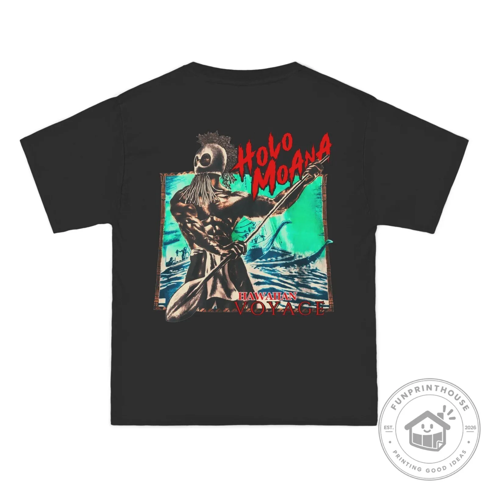 Holo Moana Hawaiian Voyage Vintage Design Black Short-Sleeve T-Shirt