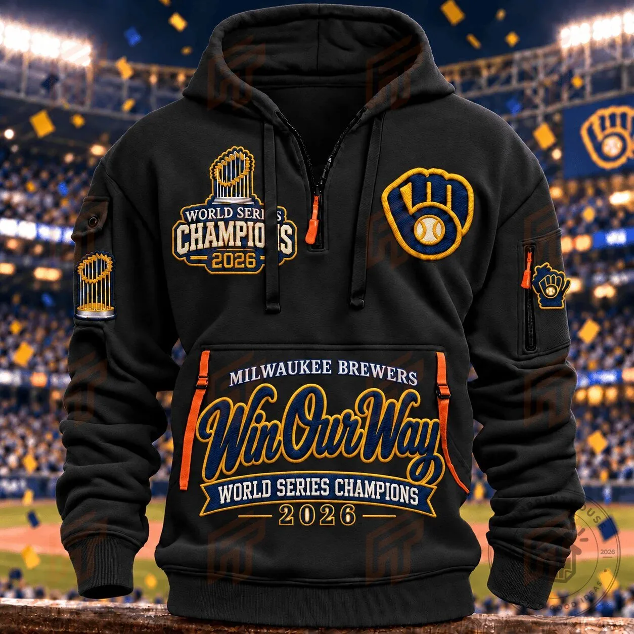 2026 Milwaukee Brewers Champions Hoodie - Half Zip Style