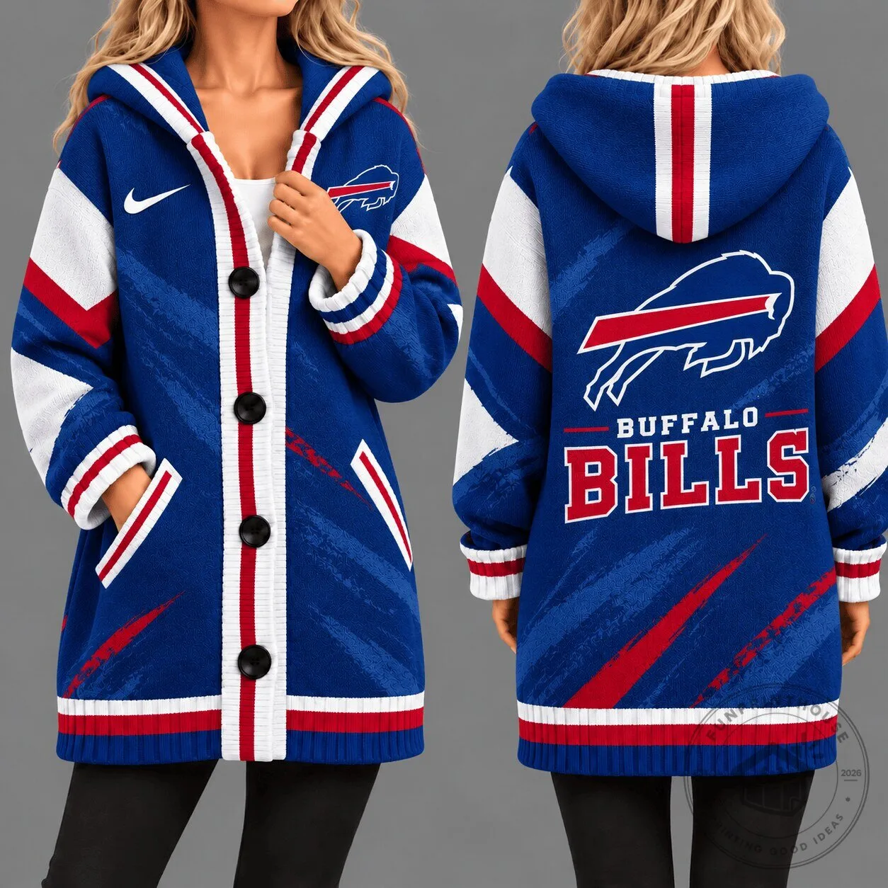Buffalo Bills National Football League Team Pride Oversized Cardigan Hoodie 3 Buffalo Bills National Football League Team Pride Oversized Cardigan Hoodie