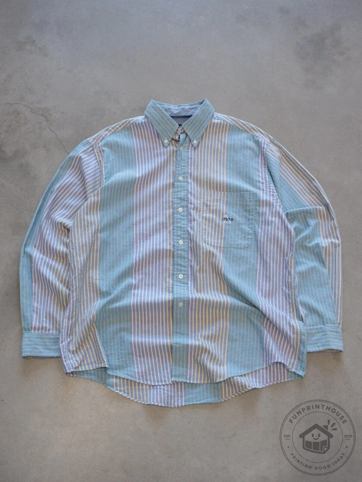 Vintage Nautica Striped Button-Down Long Sleeve Shirt for Men 5 Vintage Nautica Striped Button-Down Long Sleeve Shirt for Men